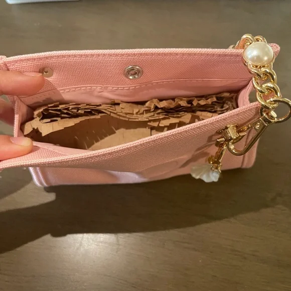 BRAND NEW Dior Pink Clutch with Gold Chain and Pearl Accents - Picture 4 of 5